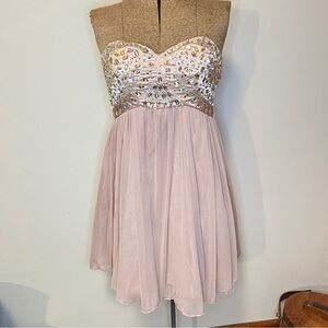 My Michelle Jeweled Light Pink Strapless Prom Dress